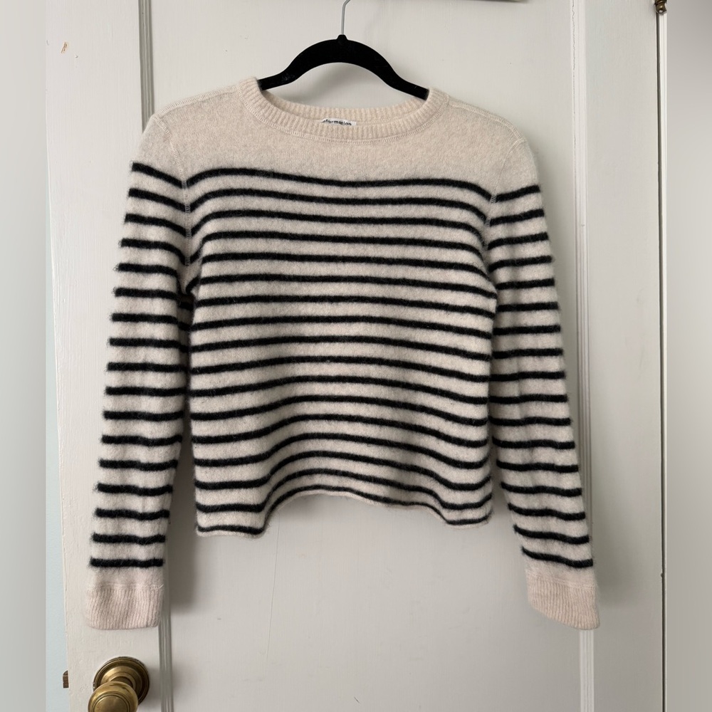 Reformation Striped Black and Cream Cashmere Sweater Size XS